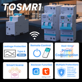 TOSMR1 Typ A 30mA Wi-Fi Smart FI/LS-Schalter (Fehlerstrom-Schutzschalter mit Überstromschutz) | Fernsteuerung, Sprachsteuerung, Zeitmodi, Stromverbrauchsmonitor | Nennstrom 1-20A/40A Einstellbar 2P, Schaltungsschutz | Tuya/Smart Life APP TONGOU
